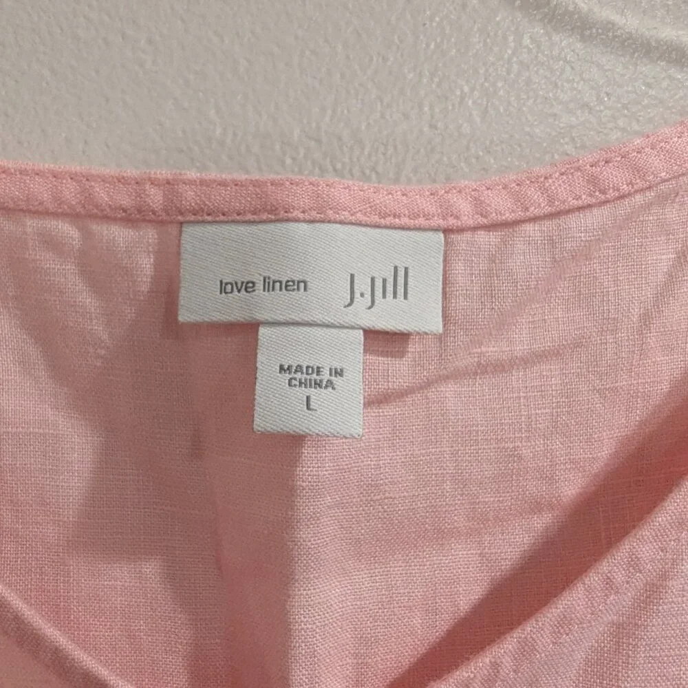 J. JILL 100% Linen Shift Dress L Baby Pink Pastel Sleeveless Loose Lagenlook - Picture 3 of 6